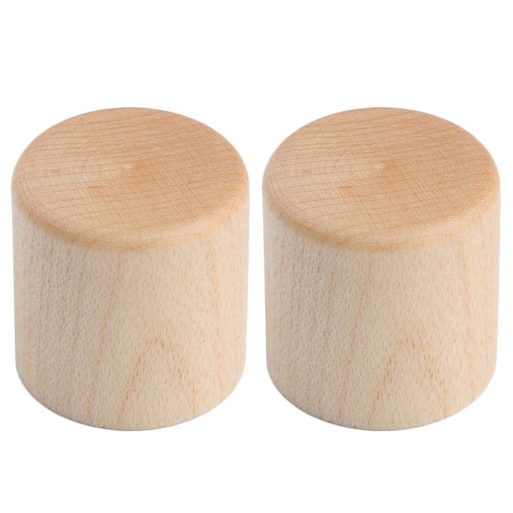 Kaish 2-Pack Wood Knobs Tele Style Flat Top Dome Knobs Guitar Bass Wood Knob Barrel Knobs Maple Wood