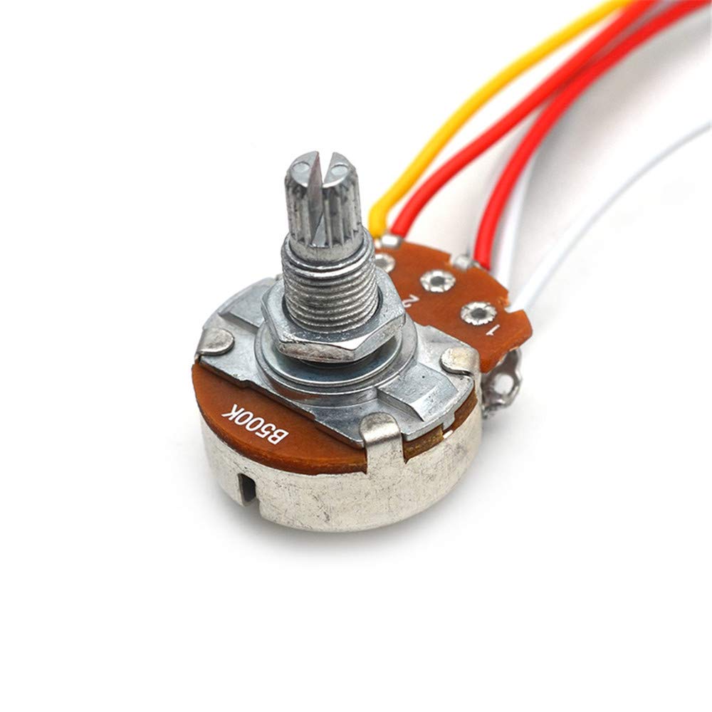 SAPHUE Guitar Wiring Harness Set Prewired 500K Big Pots 5 Way Switch Wiring Harness Kit with 6.35 Output/Black Knobs for Electri
