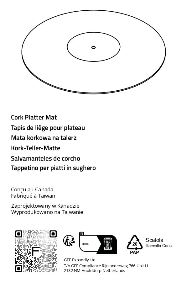 Fluance Turntable Cork Platter Mat - Audiophile Grade Improves Sound & Performance for Vinyl Record Players (TA21)