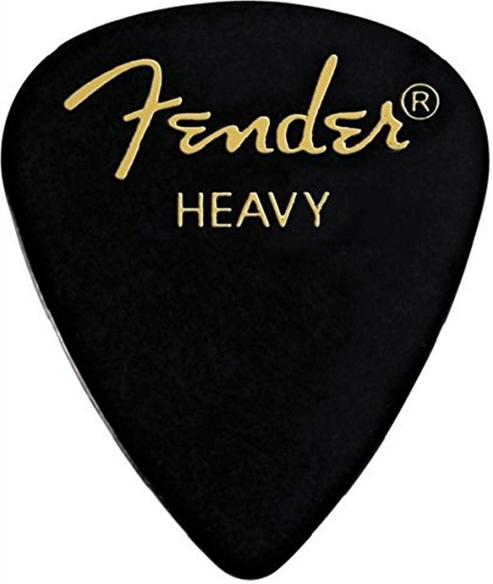 Fender Classic Celluloid Guitar Picks 351 Shape, Guitar Accessories, Black, Heavy, 144-Pack