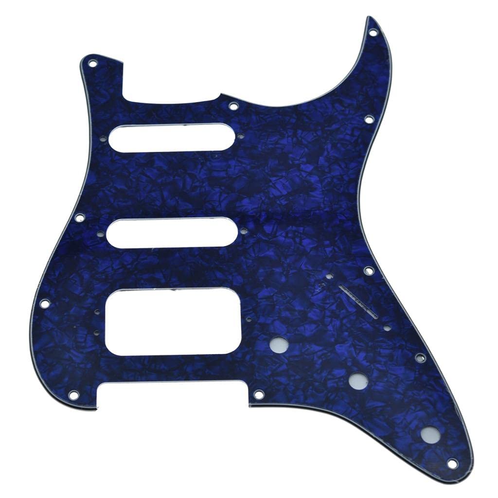 Dopro 11-Hole Strat Hss Guitar Pickguard 3-Screw Humbucking Pickup Mount For American Fd Stratocaster Blue Pearl