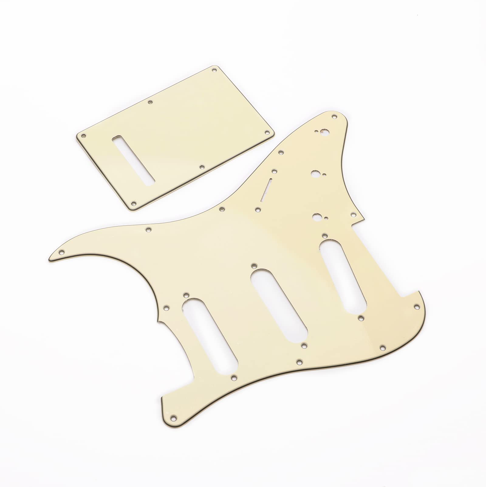 Unxuey 11 Hole Guitar Pickguard SSS Strat Pickguard Backplate Set with Pick Guard Screws for Standard Strat Modern Style Guitar