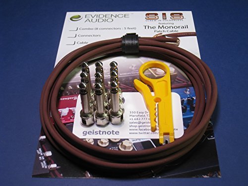 Geistnote's Evidence Audio The Monorail, Burgundy Cable, SIS (Solderless) Pedalboard Kit - 10 SIS plugs/10 feet of Burgundy Mono
