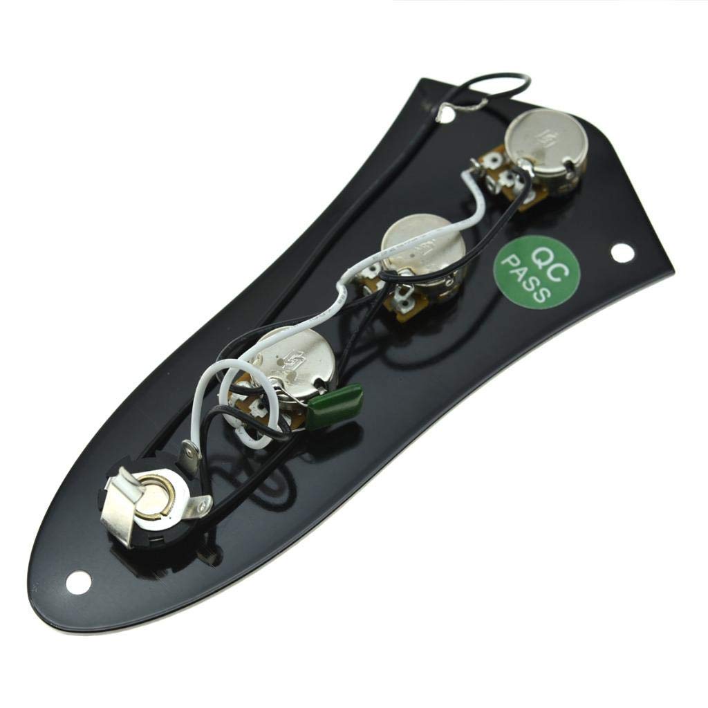 KAISH Fully Loaded Control Plate Pre-Wired Control Plate with Wiring Harness for Jazz J Bass Black