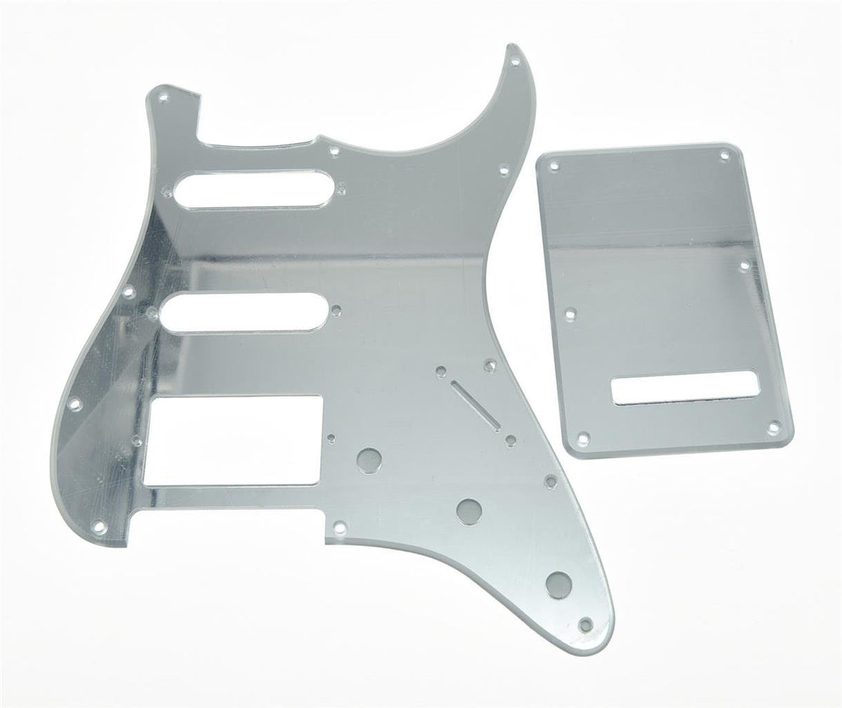 KAISH 11 Hole HSS Strat Style Pickguard Set ST512 Silver Mirror 1 Ply ...