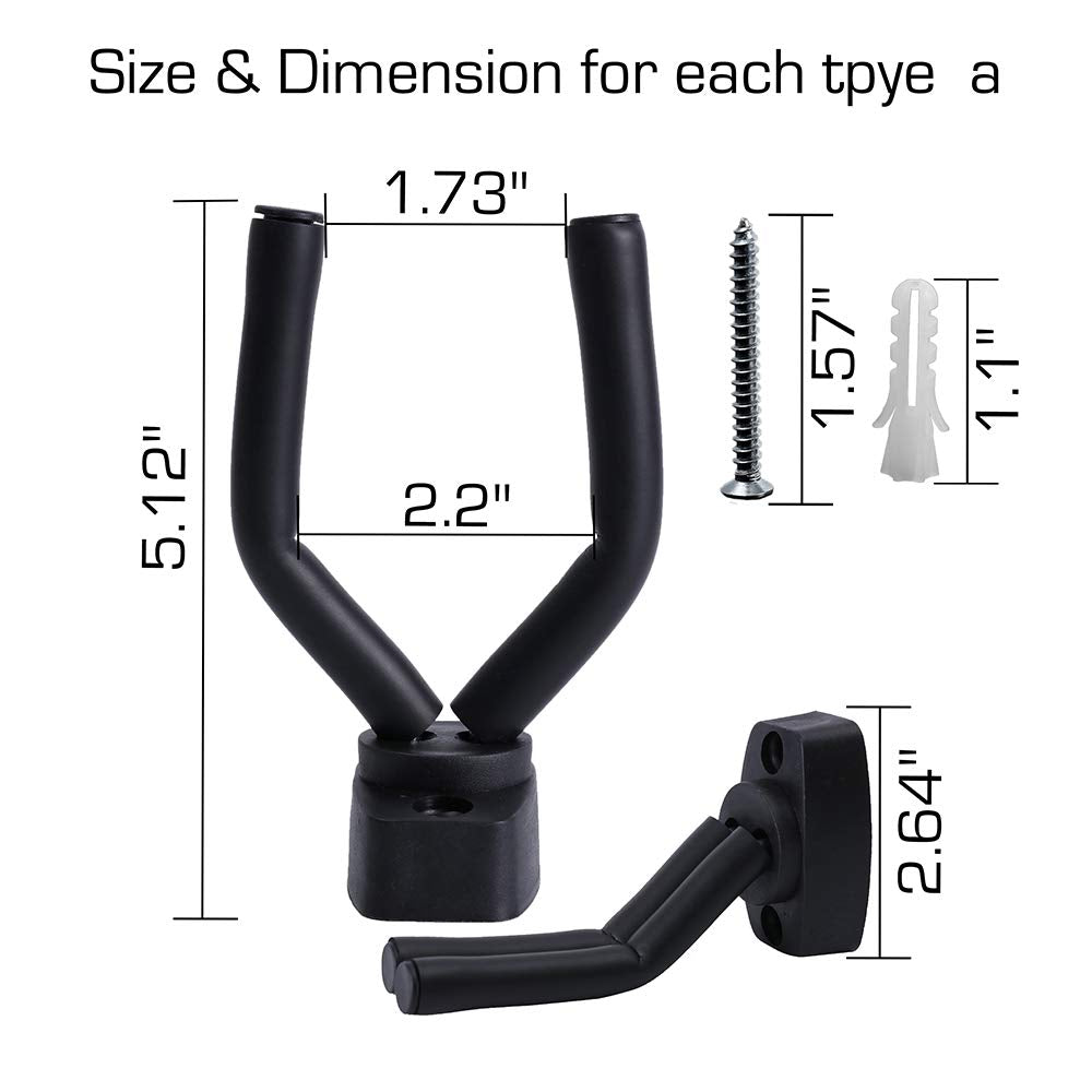 HONESTY Guitar Hooks 6-Pack, Wall Mount Guitar Bracket - Perfectly Display in Music Retail Stores/Bedrooms/Bars