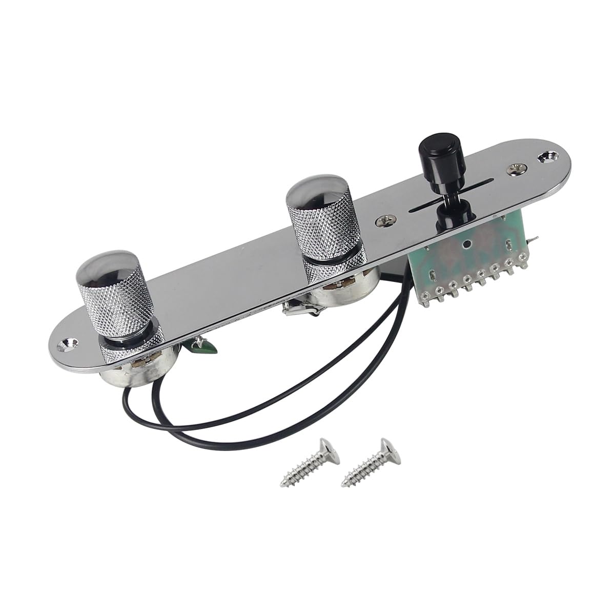 FLEOR Chrome Loaded Switch Control Plate with Wiring Harness Knobs 3 Way Switch Fit TL Guitar