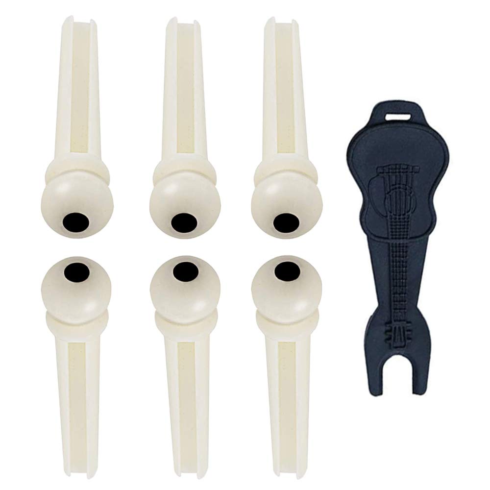 Acoustic Guitar Bridge Pins Pegs-6Pcs With 1Pc Bridge Pin Puller Remover?Ivory