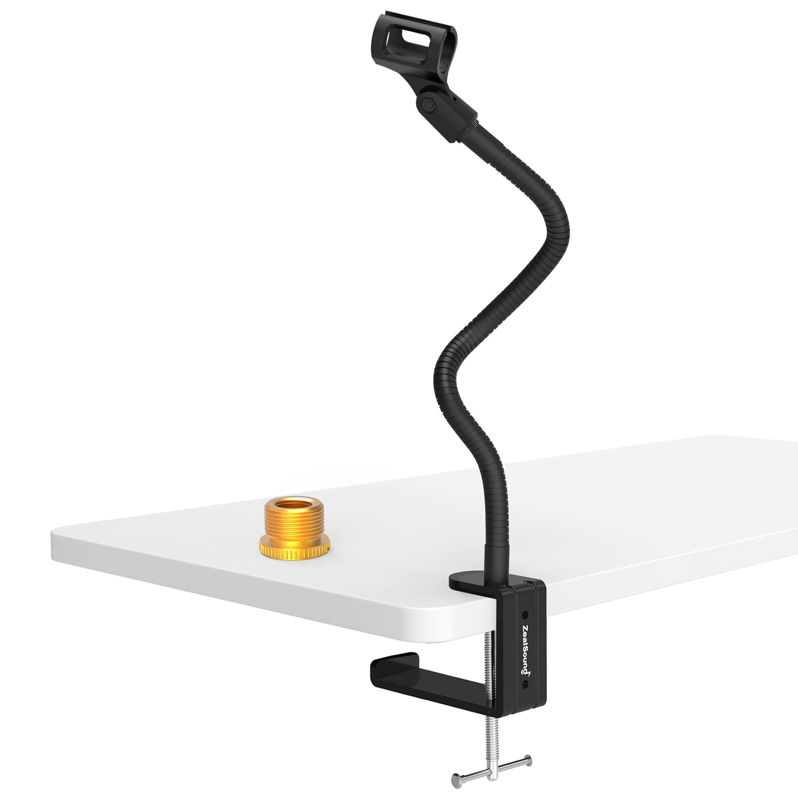 Zealsound Microphone Stand,Flexible Gooseneck Desktop Mic Stands Holder With Heavy Duty Desk Clamp,3/8'' To 5/8'' Screw Adapter