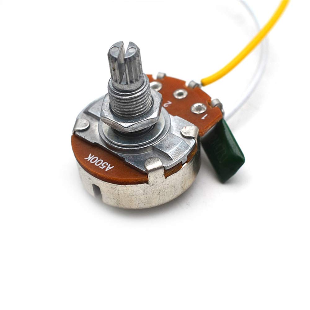 SAPHUE Guitar Wiring Harness Set Prewired 500K Big Pots 5 Way Switch Wiring Harness Kit with 6.35 Output/Black Knobs for Electri