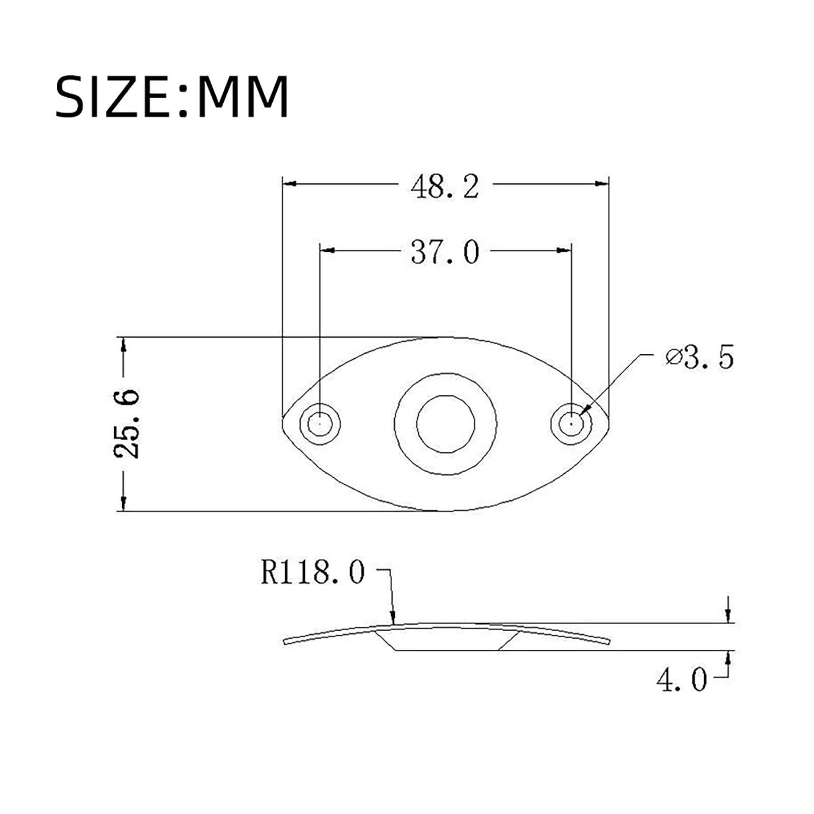MAXCHEER 1/4 '' Oval Guitar Jack 6.35mm Output Input Plug Socket for Mono Electric Guitar (Chrome)