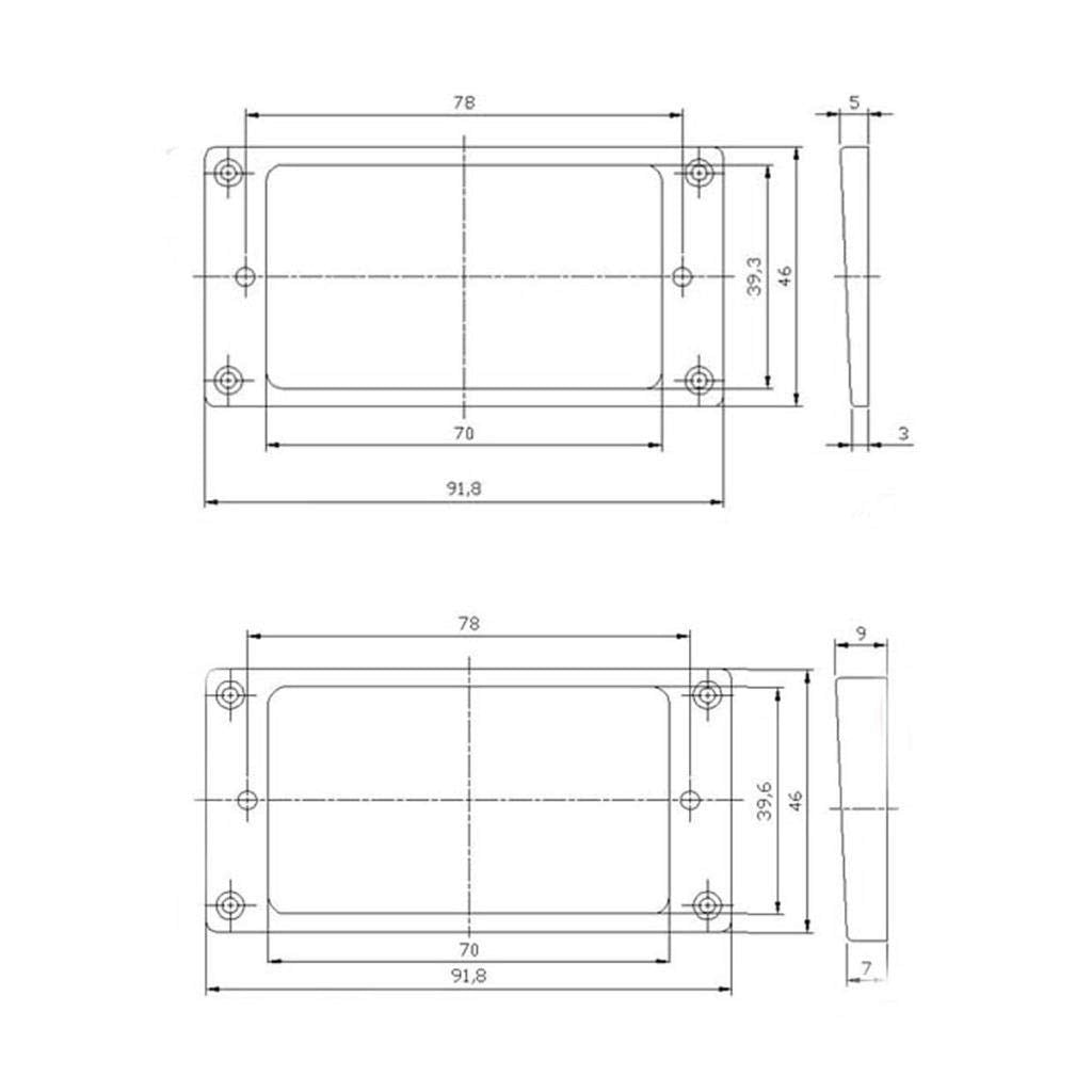 KAISH 2pcs Black Humbucker Pickup Ring Flat Base Bottom Frame for Epiphone LP Guitar