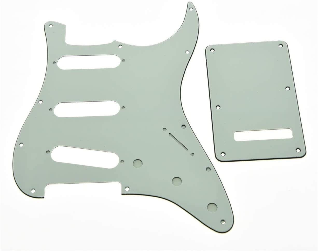 Dopro 11 Hole Strat SSS Pickguard ST Back Plate Trem Cover for USA/Mexican FD Strat Ivory 3 Ply