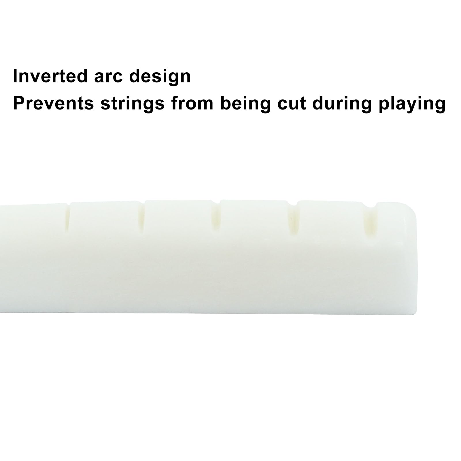 Muertenze 6 String Electric Guitar Bone Nut, 43mm Bone Slotted Electric Guitar Nut Flat Bottom for LP Style Electric Guitar Folk