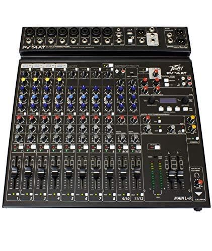 Peavey 14-Channel Audio Mixer With Bluetooth & Usb - Dj Mixing Console With Digital Effects, Mp3 Playback, Sound Card Recording 
