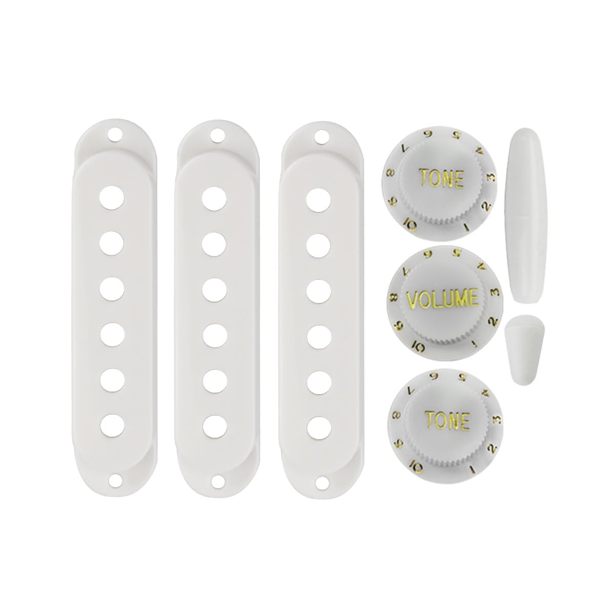 Fleor White Plastic 52/52/52Mm Single Coil Pickup Cover 2T1V Tone Volume Control Knobs Switch Tip Bar Tip Set