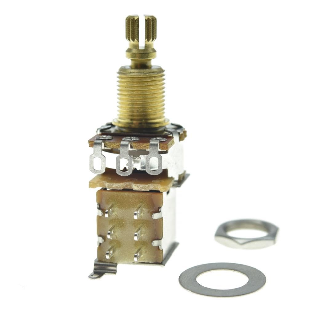 Dopro Full Brass Shaft Push/Push Pot Guitar Bass Audio/Linear Taper Potentiometer With Usa Thread Shaft A250K Audio Taper 19.5Mm