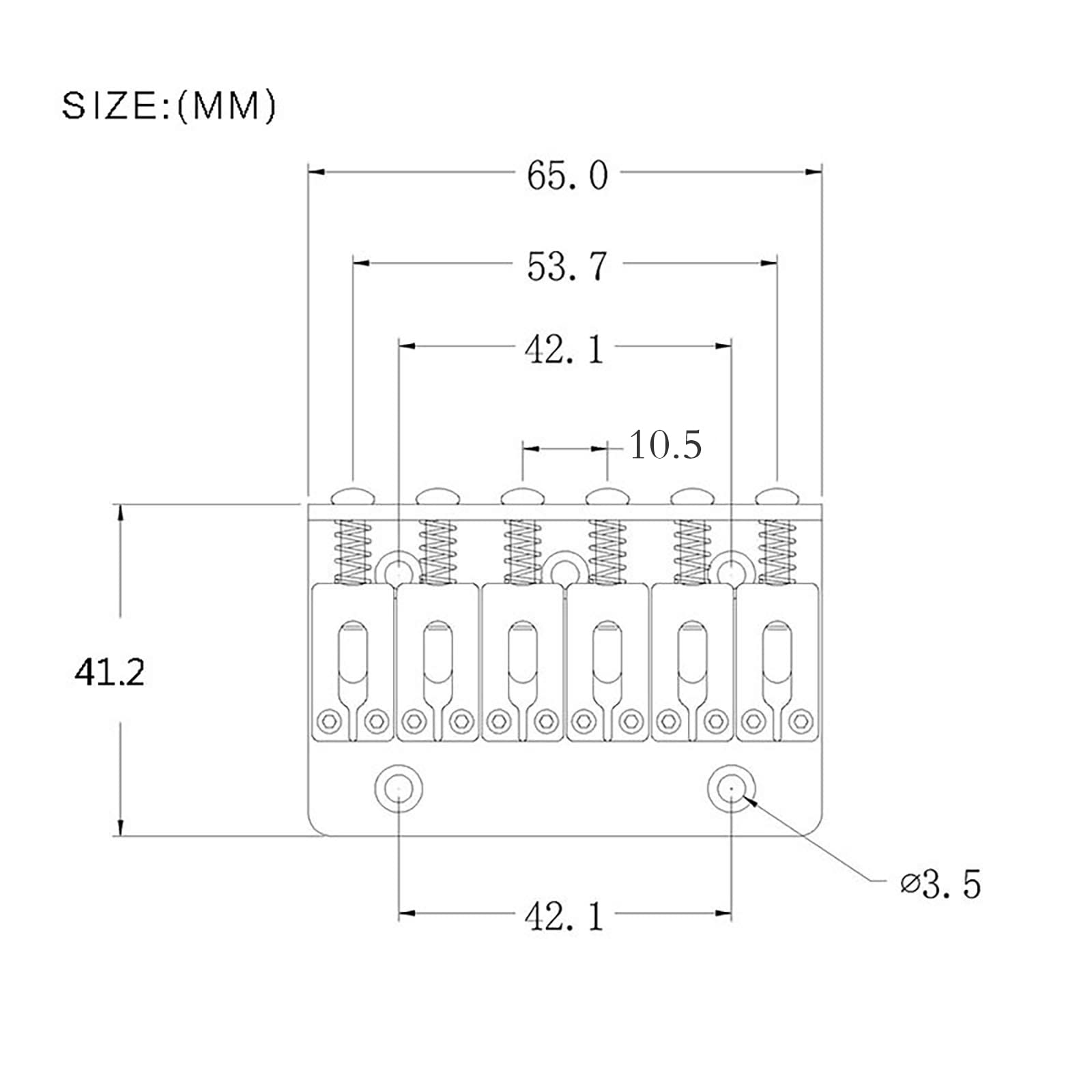 MAXCHEER 65MM Metal Fixed Hardtail Saddle Bridge Top Load Guitar Tailpiece For 6 string electric guitar or strat guitar (Black,
