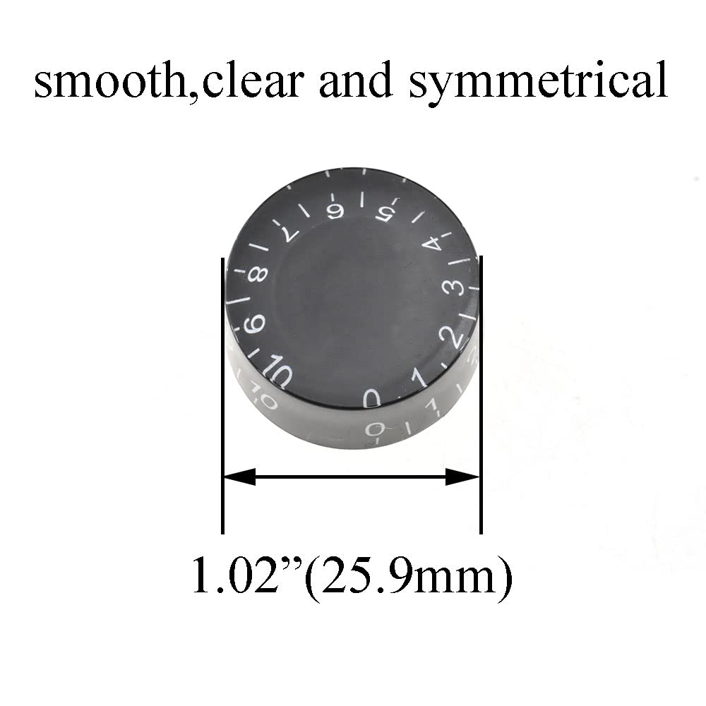 HAHIYO Black Surface White Number Clear Electric Guitar Top Hat Knobs Smooth Quick Change Speed Volume Tone Control Electric Bas