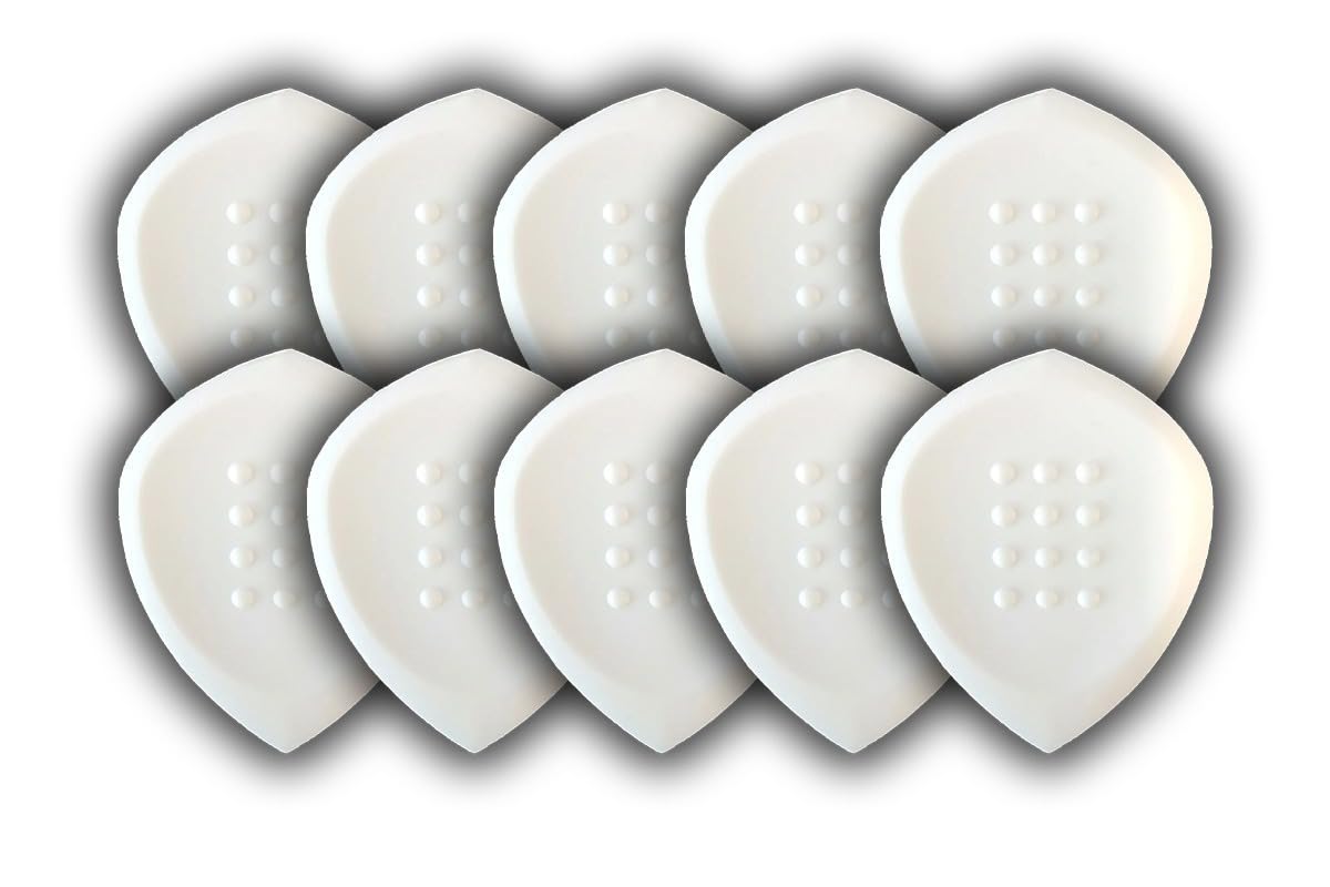 Acoustik Attak Stealth Structured Guitar Pick - Small Beveled Guitar Picks, Unique Tone (10 Pack, White)