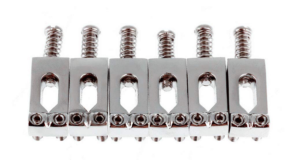 Jiayouy 6 Pcs Tremolo Electric Guitar Bridge Saddle with Wrench Set for Fender Strat Stratocaster Tele Telecaster Electric Guita