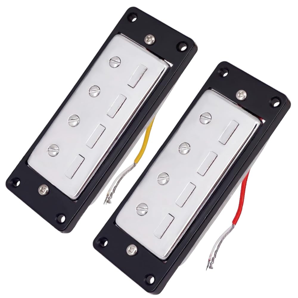 Mini 4 String Bass Guitar Humbucker Pickups With Black Ring Chrome Set Of 2Pcs
