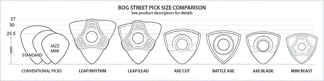 Bog Street AXE SERIES Edge-to-Edge Textured Guitar Picks, Guitar Pick Variety Pack with CUT, BLADE & BATTLE AXE Picks, Ergonomic