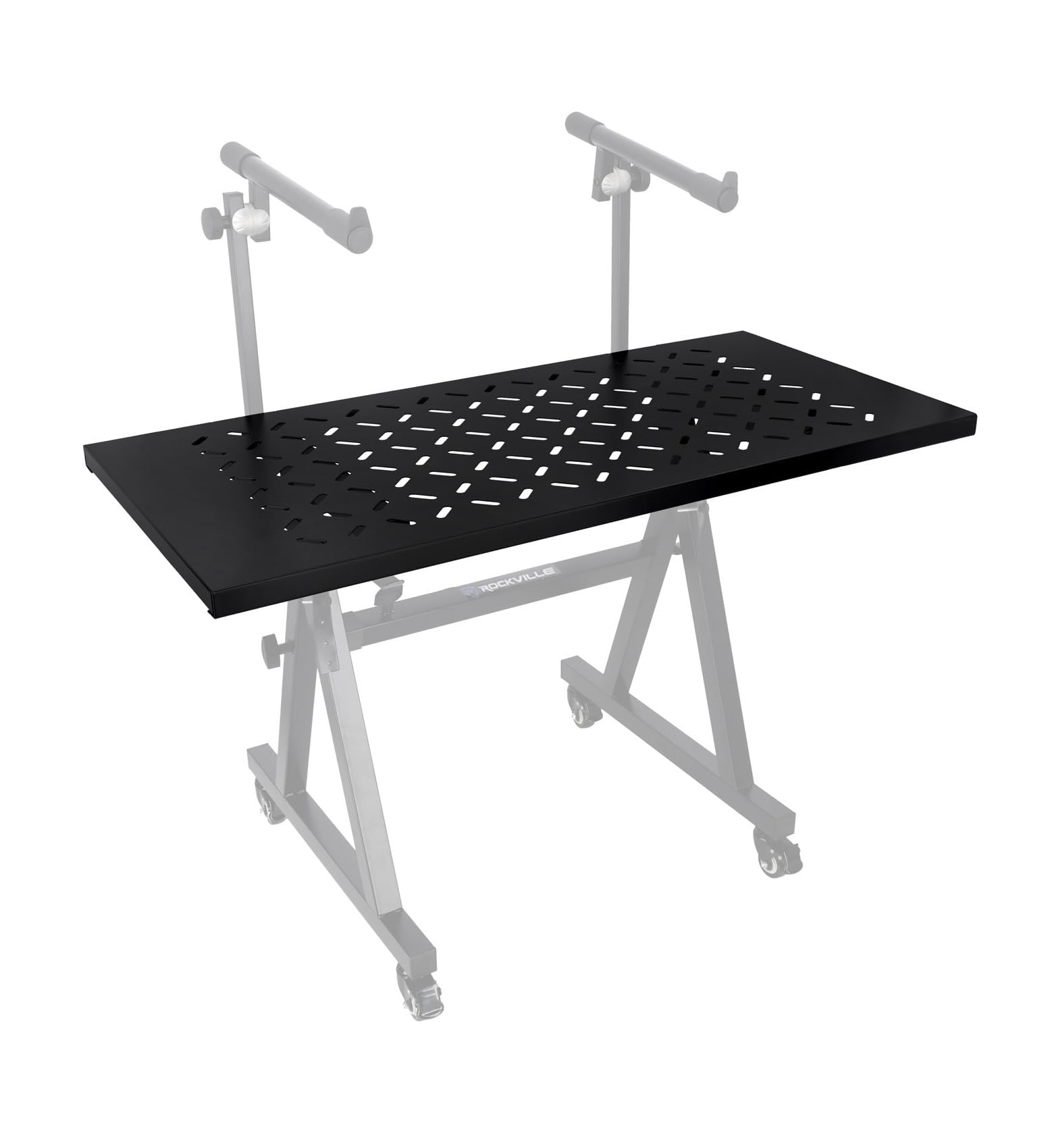 Rockville KS2 Shelf for Z-Stand or X-Stand DJ Table, 150 lbs Capacity, Ventilation Holes, Foam Padding, Perfect for DJs and Musi