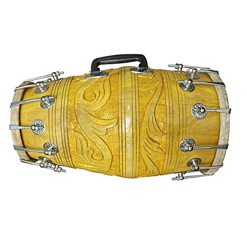 Gt Manufacturers Carving Design Dholak Percussion Indian Music Instrument Folk Bhajan Kirtan Pooja
