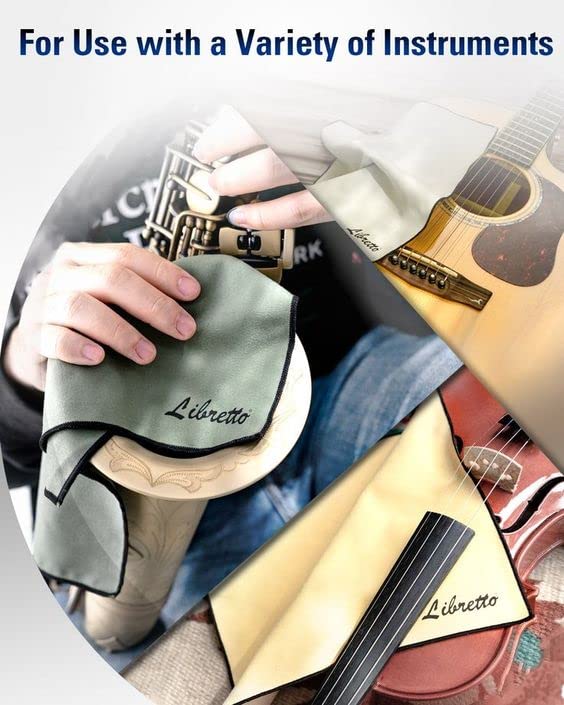 Libretto Microfiber Polish Cloth for Musical Instrument, 3 Sizes in 1 Pack, Violin and Cello Cleaning Product, Yellow, Lint-Free
