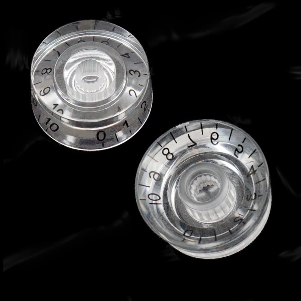 4pcs Speed Control Knob for Electric Guitar Volume Tone Push on 6mm/0.24'' Rotary Shaft (Transparent)