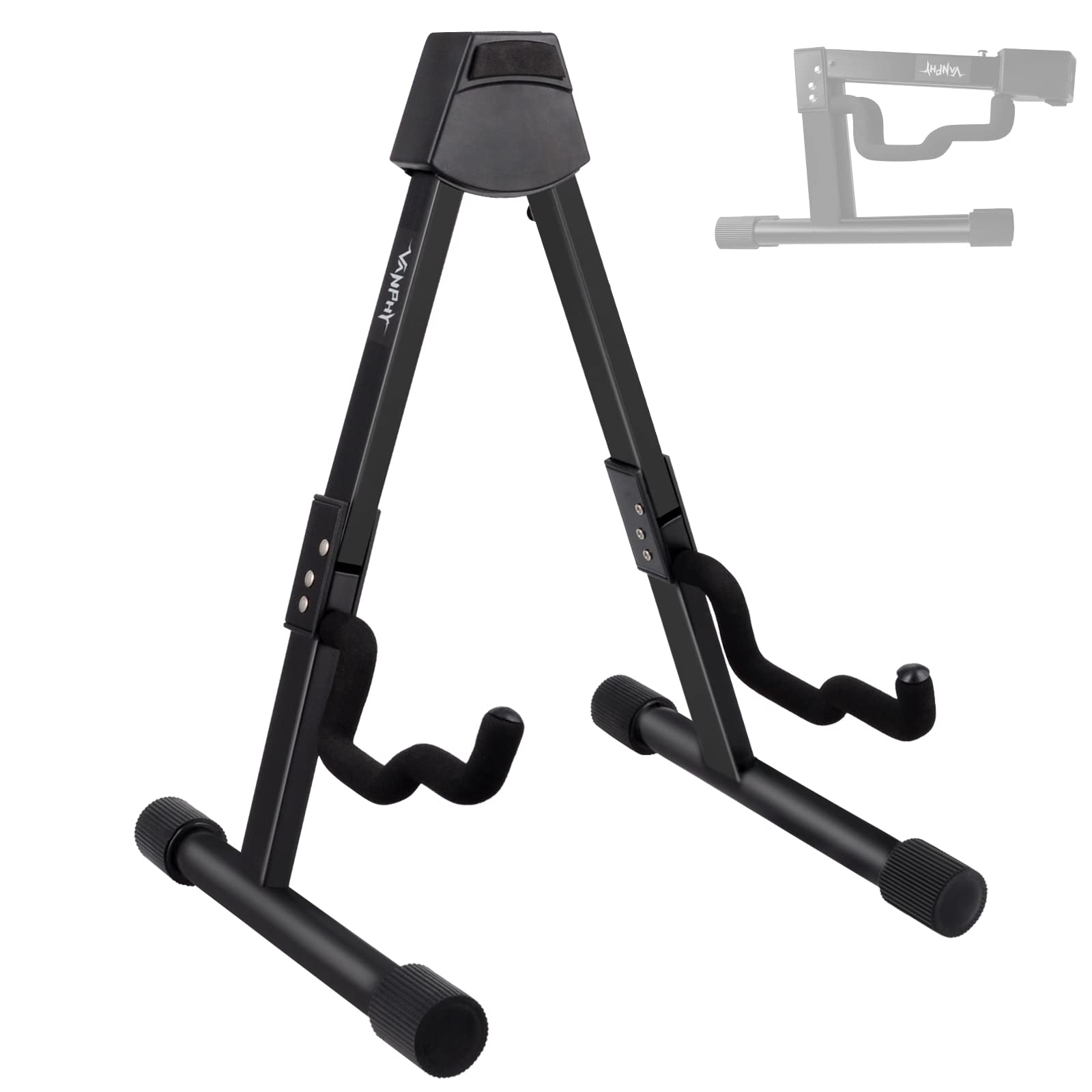 Vanphy Foldable Guitar Stand Folding A-Frame Metal Acoustic Guitars Stand Adjustable Bass Stand With Padded Classical Ukulele St