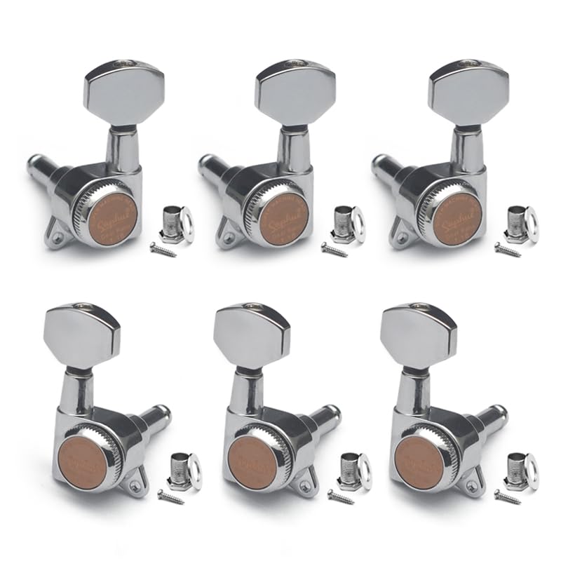 SAPHUE Guitar Locking Tuners 1:18 Lock String Tuning Key Pegs Machine Head with Hexagonal Handle Replacement for Electric Folk o