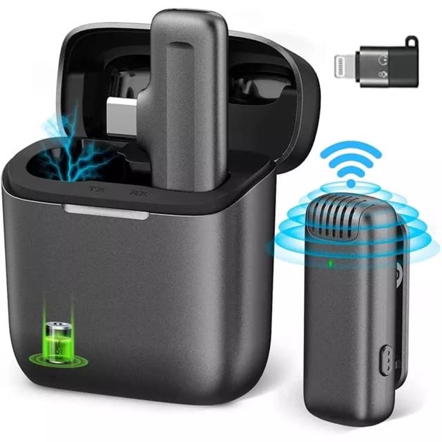 Careflection Z1 Wireless Microphone Digital Mini Portable Recording Clip Mic With Receiver For All Android Type C Ios Iphone,Tab