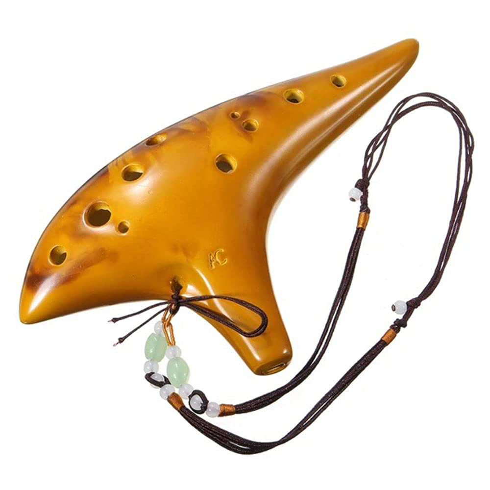 amiciSound 12 Hole Ocarina Alto C Key Flute Folk Musical Instrument with Wooden Glaze for Professionals(Ocarina for Professional