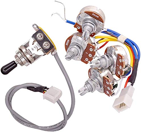 1 Set Guitar Circuit Wiring Harness Kit with 2 Pieces A500k B500K Pots and 1 Piece 3 Way Toggle Switch fit for LP Electric Guita