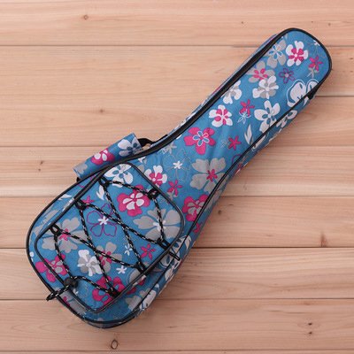 HOT SEAL 10MM Waterproof Durable Colorful Ukulele Case Bag with Storage (23/24in, Blue Flowers)