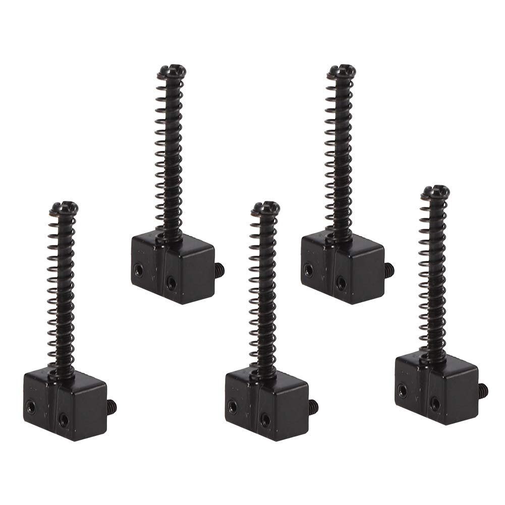 5Pcs 5 String Bass Bridge String Saddles Spring Screws for Bass Electric Guitar Kits(Black)