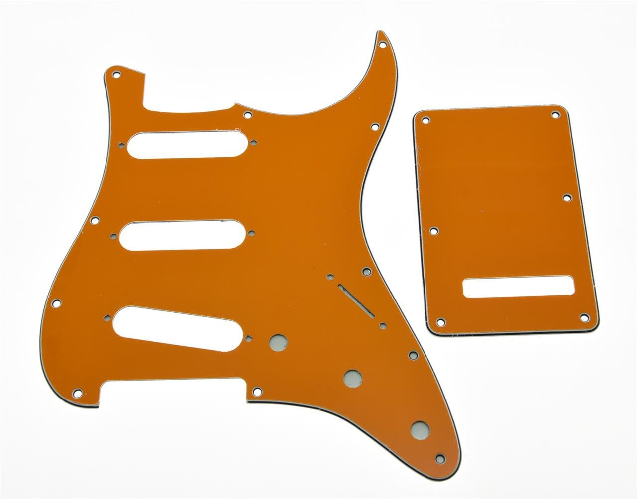 Dopro 11 Hole Strat SSS Pickguard ST Back Plate Trem Cover for USA/Mexican FD Strat Orange 3 Ply
