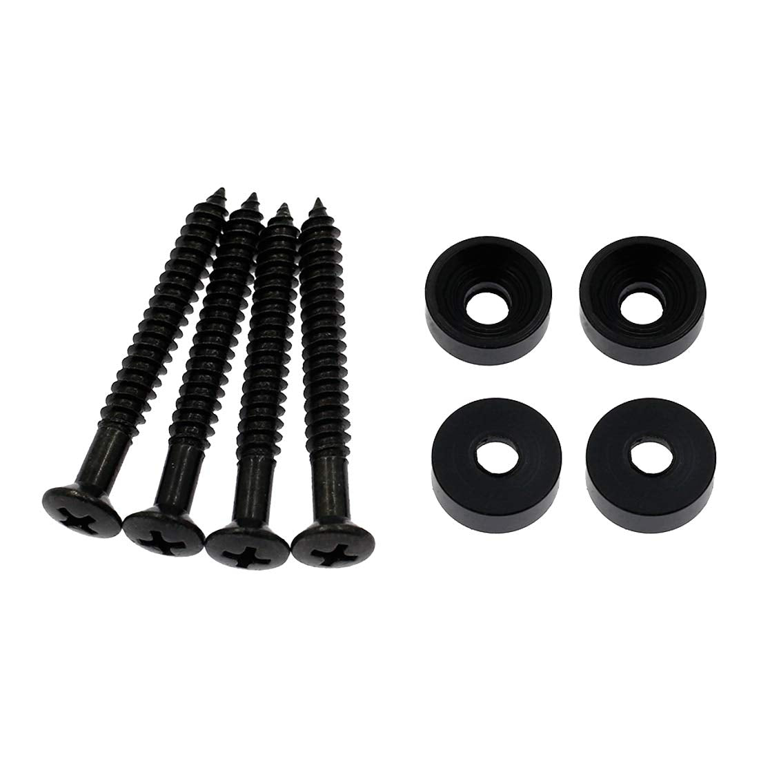 Hordion 4Pcs Guitar Neck Mounting Screws Ferrules Bushings Bolts For Electric Acoustic Guitar Bass, Black