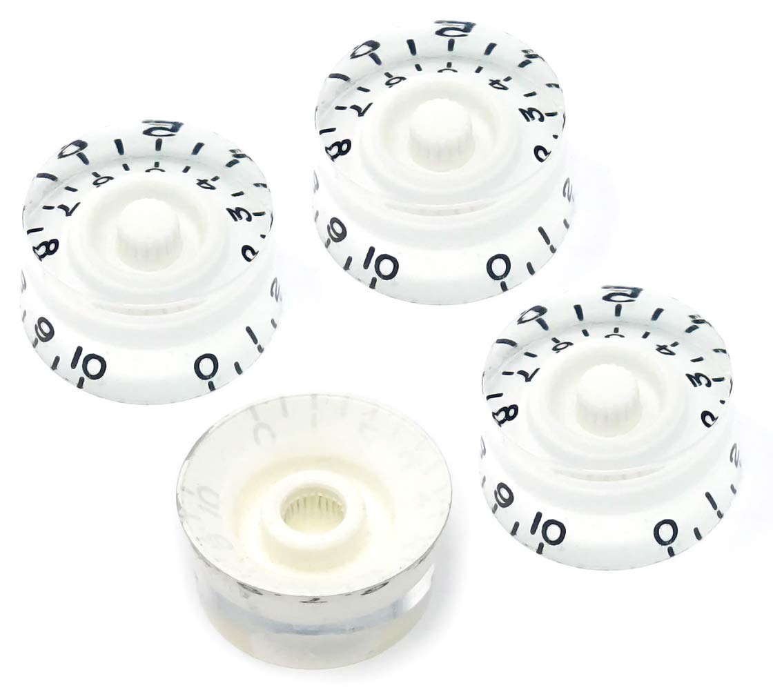 Vintage Forge White Speed Knobs Compatible with Epiphone Les Paul SG Electric Guitar (Set of 4) Fits 18 Coarse-Spline Import (Me
