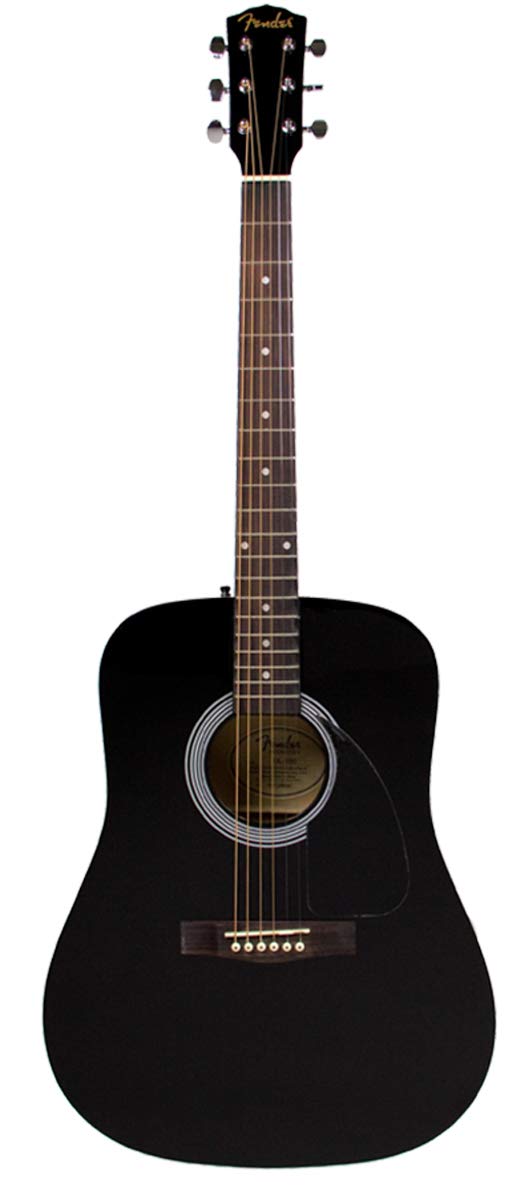 Fender FA-115 Dreadnought Acoustic Guitar - Black Bundle with Hard Case, Tuner, Strings, Strap, and Picks
