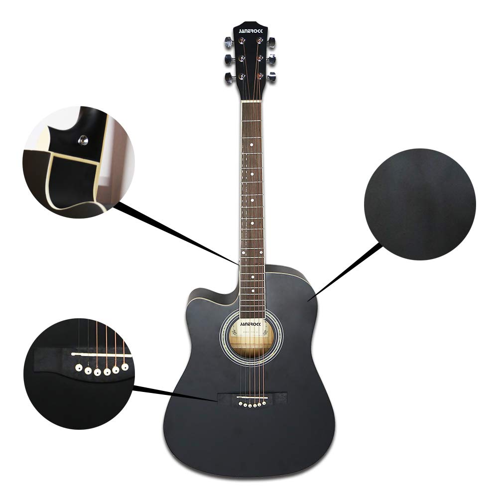 Left Handed Guitar,Left Handed Acoustic Guitar Cutaway 41 inch Full-size Beginner Guitar Package with Gig Bag Tuner String Strap