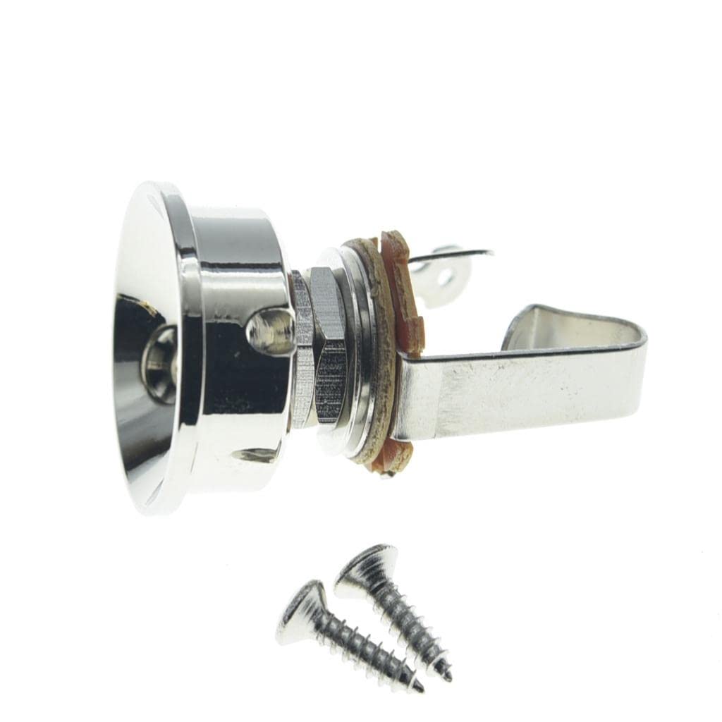 Dopro Nickel Electric Guitar Jackplate American Thread Brass Electrosocket Jack Plate with Nickel Brass Mono Output Jack and Scr