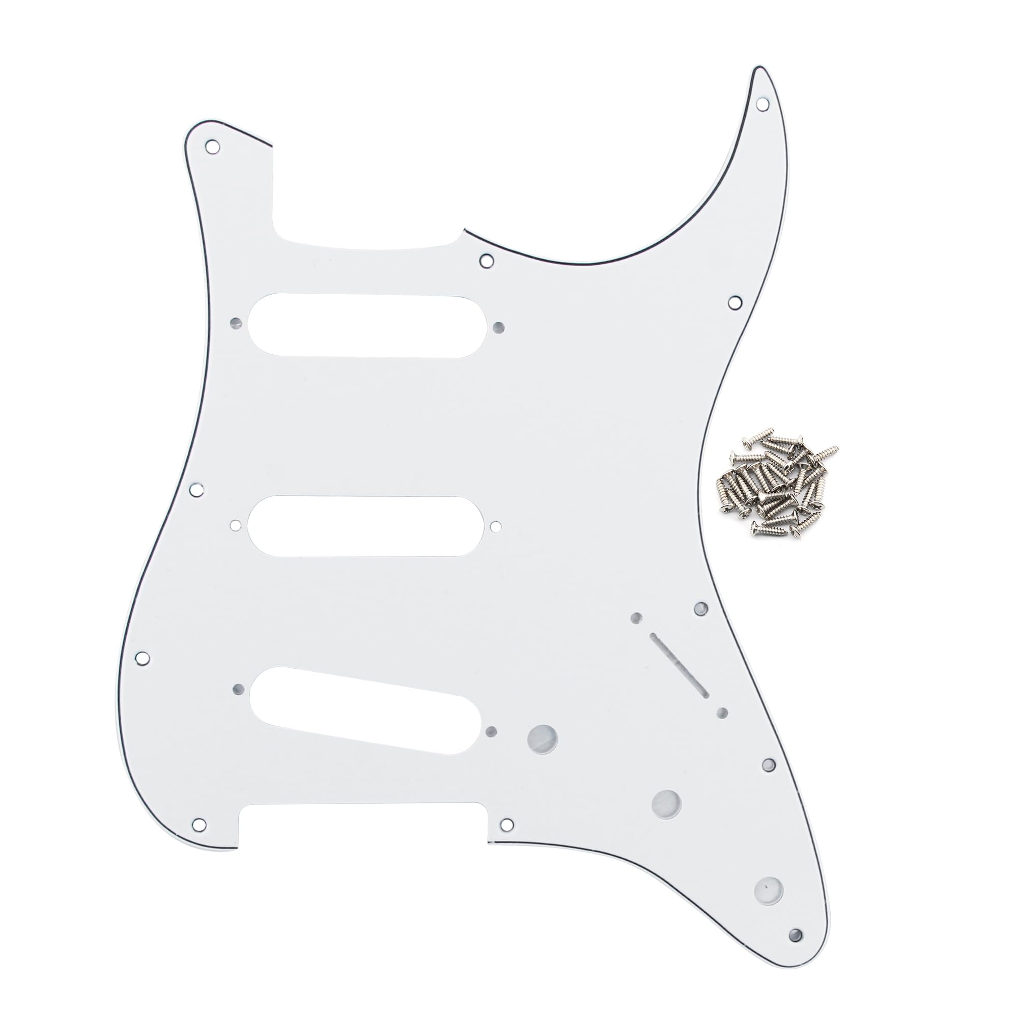 FLEOR 11 Holes ST Style Pickguard SSS Guitar Pickguard Pick Guard Scratchplate with Screws Set,3Ply White