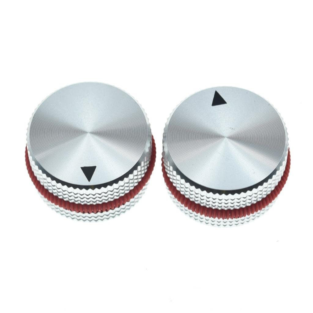 KAISH 2pcs 63/64''(25mm) Diam. Aluminium Potentiometer Knobs 1/4'' Universal Metal Pot Knobs for Guitar/Bass/AMPS Amplifier/Powe