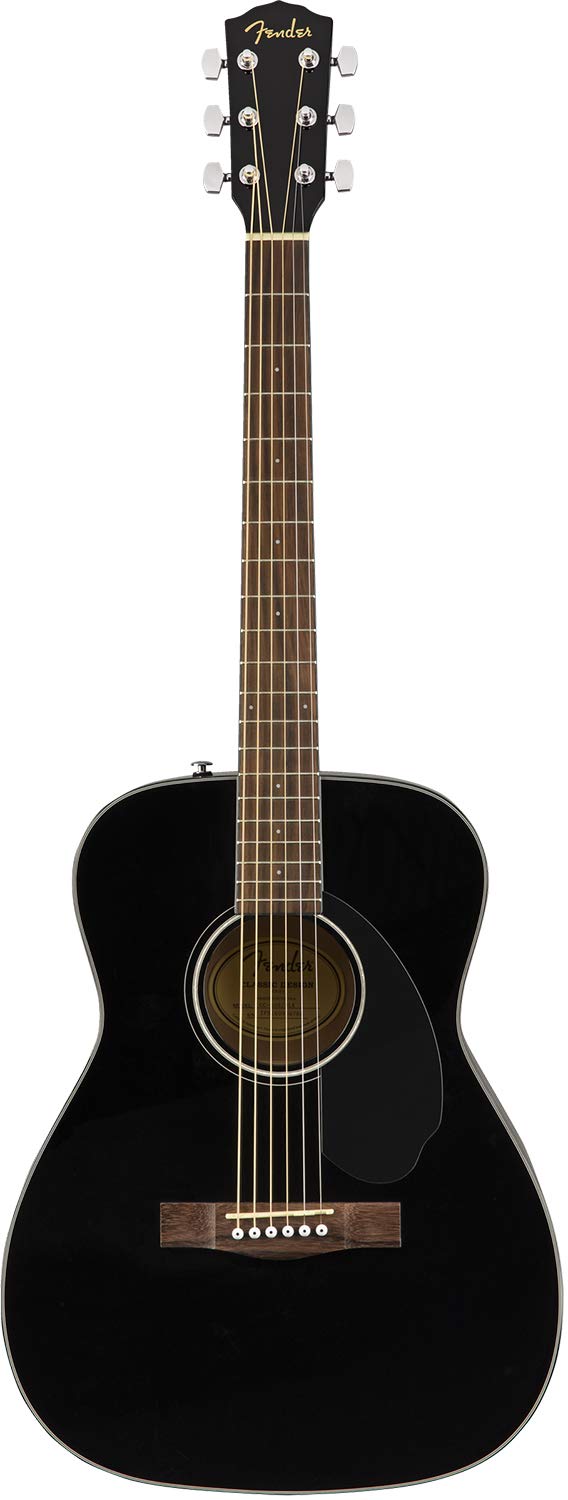 Fender CC-60S Concert Acoustic Guitar - Black Bundle with Gig Bag, Tuner, Strap, Strings, Picks, Fender Play Online Lessons, Ins