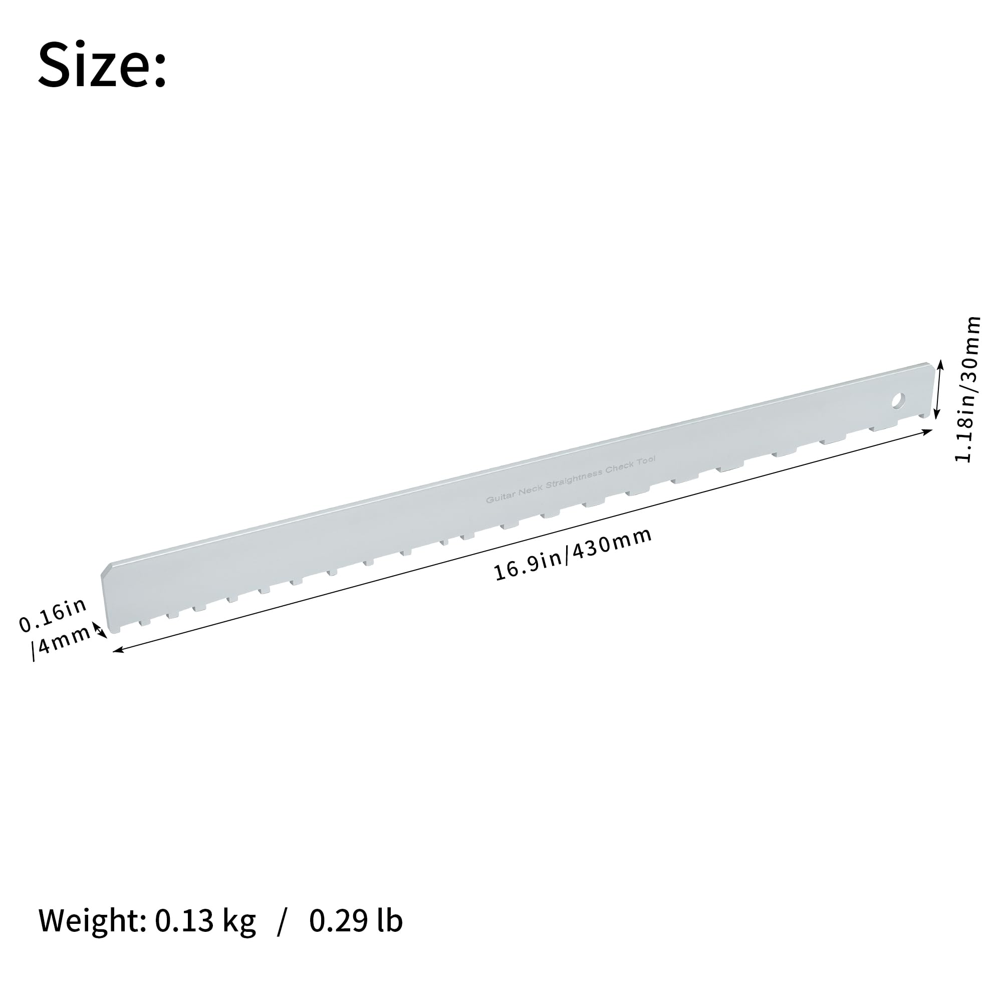 Frautron Guitar Neck Notched Straight Edge, 4mm Thick Aluminum Guitar Neck Maintenance Setup Tool, Pro Luthiers Repair Tool for