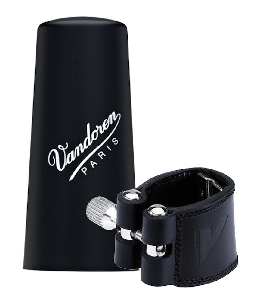 Vandoren LC22P Leather Ligature and Plastic Cap for Eb Clarinet with 3 Interchangeable Pressure Plates