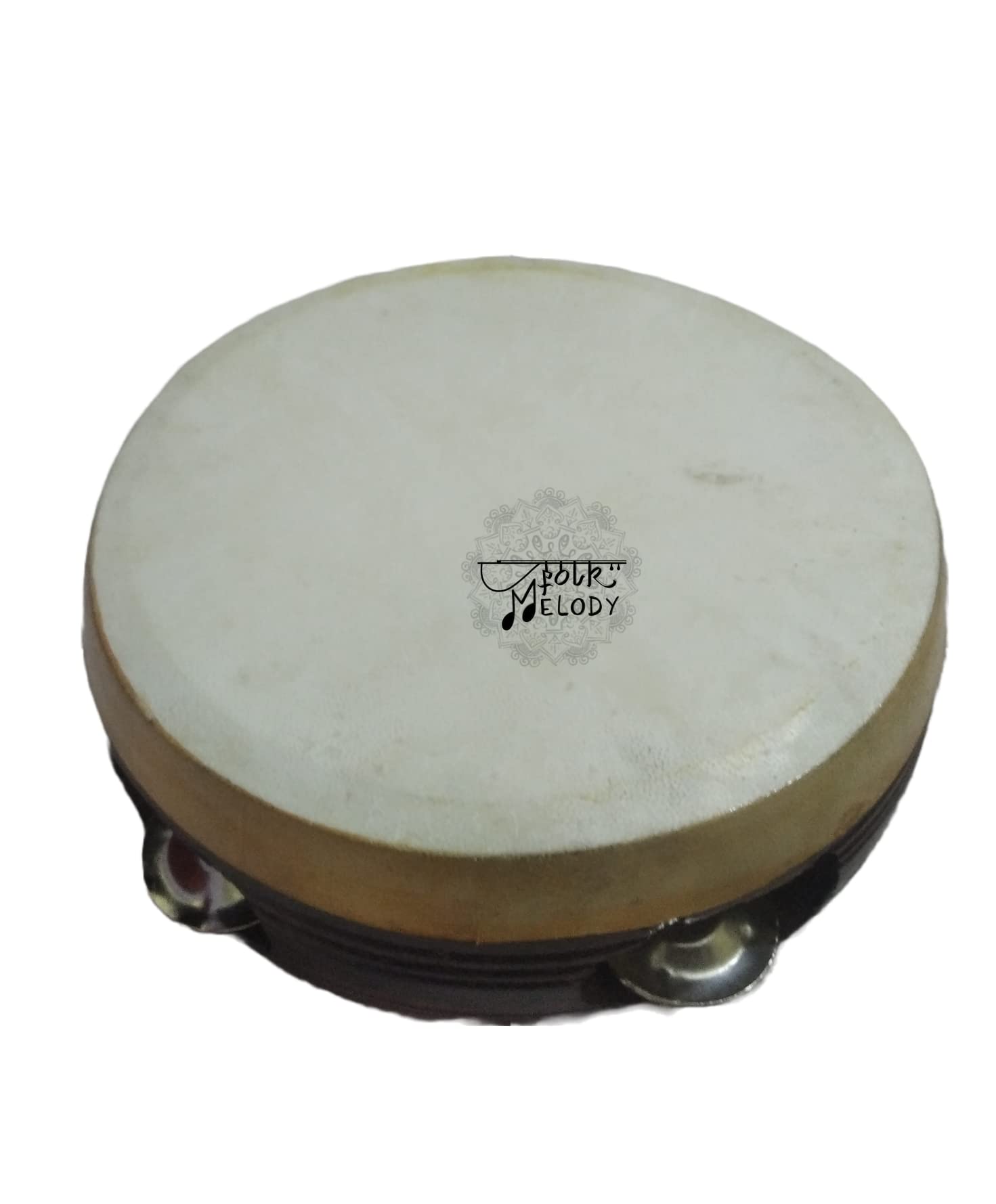 Folk Melody Pro Khanjira with Bells, Dubki, Dimdi South Indian Folk Instrument with jingling anklet for Bhajan and Puja